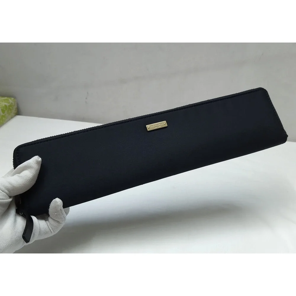 Kate Spade New York Black Canvas Zip Around Evening Clutch Long Wallet